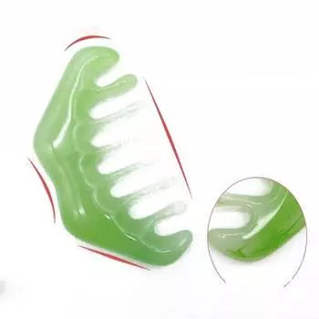 Массажная расческа из натурального камня Гуа Ша, соскоб головы, рефлексология, соскоб крови, расческа для волос, уход за кожей головы, Спа жёлтый