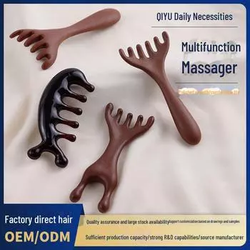 Массажная расческа из рогов оленя с пятью когтями: Скребковый массажер для шеи, глаз, тела и меридианов