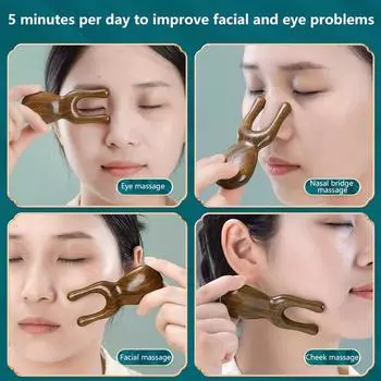 Массажная расческа из сандалового дерева с картой акупунктурных точек, расческа для меридианов тела, утолщенная массажная расческа для носа и глаз, способствующая циркуляции крови