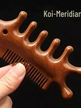 Массажная расческа Koi Sandalwood Meridian для лица и кожи головы sandalwood bone золотистый