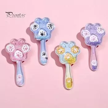 Массажная расческа на воздушной подушке с мультяшной кошачьей лапой и длинной ручкой, антистатическая щетка для массажа кожи головы, детская парикмахерская массажная расческа для девочек для домашних путешествий розовый