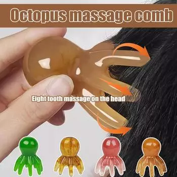 Массажная расческа Octopuses, массажер для меридианов головы, акупунктурная расческа для головы, портативная массажная расческа Octopuses One Size