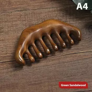 Массажная расческа по меридианам головы, зеленый сандал, пять широких зубов, акупунктурная терапия