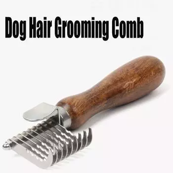 Массажная расческа с деревянной ручкой для домашних животных, металлическая расческа для кошек, оборудование для ухода за собаками, товары для животных Dog Hair Grooming Comb