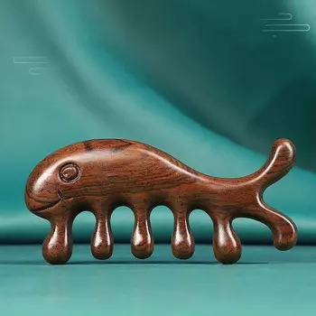 Массажная расческа с меридианами тела, сандаловое дерево, пять широких зубцов, китайская медицина, ТКМ, терапия, кровообращение, гладкая защита от выпадения волос