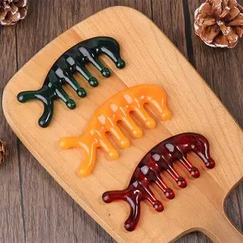 Массажная расческа с пятью зубами, меридианами, пластиковая расческа с большими зубами, акупунктурная терапия, артефакт, когти, декомпрессия, портативная расческа для кожи головы зелёный