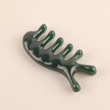 Массажная расческа с пятью зубцами из смолы для меридиана, головы, лица, шеи, акупунктуры, скребок для релаксации кожи головы, массажер с широкими зубцами темно-коричневого