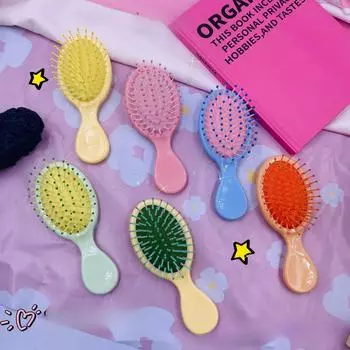 Массажная расческа с воздушной подушкой для распутывания и разглаживания волос с милым дизайном в виде карамельных цветов, мини-расческа для удобства переноски