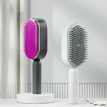 Массажная расческа с воздушной подушкой, самоочищающаяся, для удаления волос, для женщин с длинными волосами, антистатическая расческа, массажер для кожи головы белый