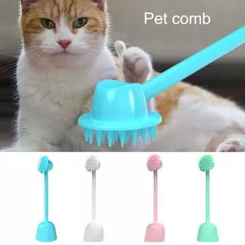 Массажная щетка для кошек, прочная ручка, круглая головка, независимая основа, многофункциональная, удаляет плавающие волосы синий