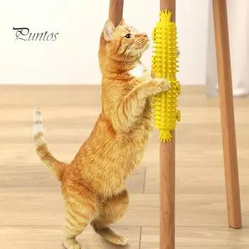 Массажная щетка для кошек, угловая расческа-скребок, снятие стресса, удаление волос, мягкие силиконовые зубы, игрушка-щекотка для ног стола с регулируемыми ремнями для кошек, собак зелёный