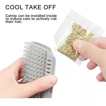Массажная щетка для кошек, угловая щетка для удаления волос, косметическая щетка для чистки углов, съемная расческа для котят 8*15.3cm розовый
