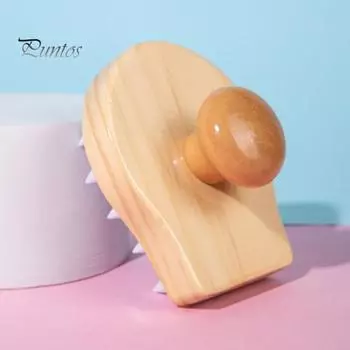 Массажная щетка для кожи головы Эргономичная ручка Щетка для мытья шампунем Уменьшение выпадения Здоровый рост Безопасная массажная щетка для кожи головы цвет старого дерева