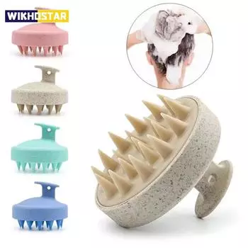 Массажная щетка для кожи головы Силиконовая щетка для мытья волос Расческа для мытья волос Щетка для кожи головы Инструмент для салона красоты Аксессуары для ванной комнаты розовый