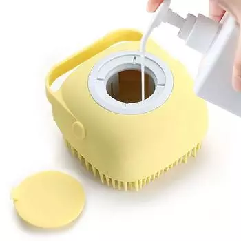 Массажная щетка для купания домашних животных с дозатором мыла и шампуня, мягкая силиконовая щетина для длинных короткошерстных собак и кошек, душ