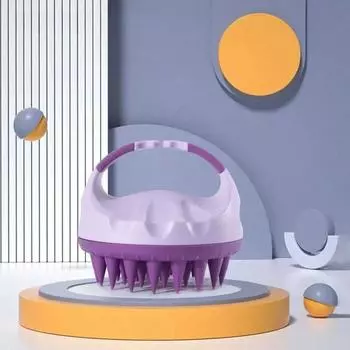 Массажная щетка для пилинга кожи головы с ручкой для мытья шампунем и очищения кожи головы зелёный