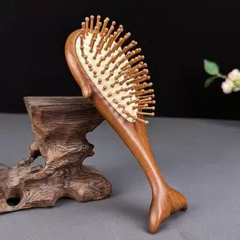 Массажная щетка с круглыми зубцами и воздушной подушкой, деревянная щетка для волос, расческа для выпрямления волос, парикмахерские принадлежности 18*7.5cm