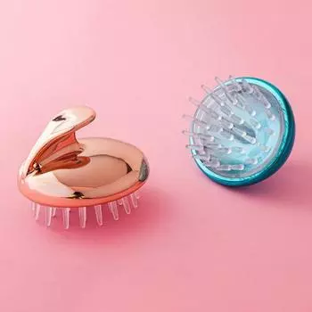 Массажная щетка улучшает циркуляцию крови, удаляет перхоть, силиконовая U-образная расческа для мытья волос для дома синий