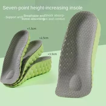 Массажная стелька, увеличивающая высоту, для мужчин и женщин, невидимая полуподушка для поддержки свода стопы и воздухопроницаемости, внутренняя стелька, увеличивающая высоту, на 1,5-3,5 см. 1.5cm серый