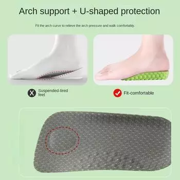 Массажная стелька, увеличивающая высоту, для мужчин и женщин, невидимая полуподушка для поддержки свода стопы и воздухопроницаемости, внутренняя стелька, увеличивающая высоту, на 1,5-3,5 см. 1.5cm серый