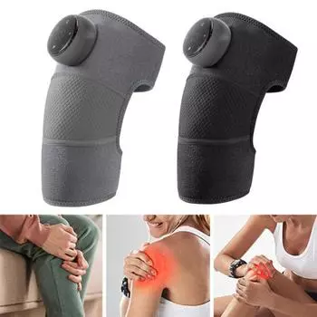 Массажные подушечки для колена 3 режима вибрации 5 уровней регулировки нагрева 3D окружающее мгновенное сбалансированное нагревание для облегчения боли в колене Теплый наколенник серый
