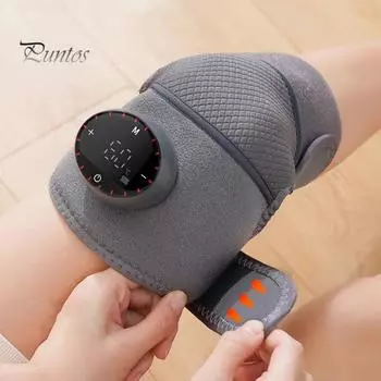 Массажные подушечки для колена 3 режима вибрации 5 уровней регулировки нагрева 3D окружающее мгновенное сбалансированное нагревание для облегчения боли в колене Теплый наколенник для серый