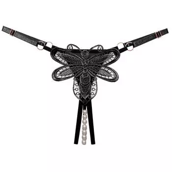 Массажные трусики с вышивкой, цветком и жемчугом, сексуальное женское белье, секс-стринги, женское нижнее белье с открытой промежностью и кружевом с Т-образной спинкой One Size