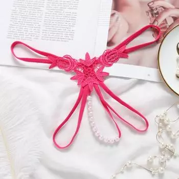 Массажные трусики с жемчугом, полые стринги, женские сексуальные горячие сексуальные массажные открытые футболки с бусинами One size