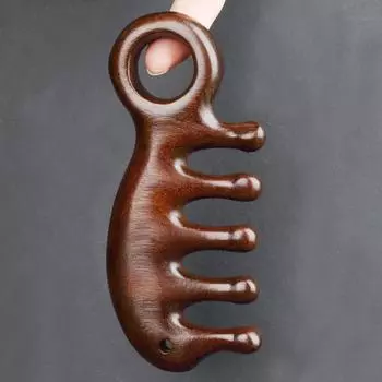 Массажный гребень для головы и меридиана, расческа с пятью утолщенными зубьями из сандалового дерева, акупунктурная терапия, антистатические гладкие волосы