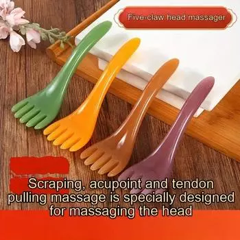 Массажный инструмент, массажер с пятью когтями, декомпрессионный инструмент, 5 шт., выскабливание акупунктурных точек, декомпрессионная меридианная расческа для расслабления кожи головы, массаж, косметический уход зелёный