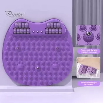 Массажный коврик для ног с роликовым массажером для снятия боли и давления на точечные точки для релаксации и рефлексотерапии стоп, нескользящий эргономичный акупрессурный коврик, массажный инструмент фиолетовый