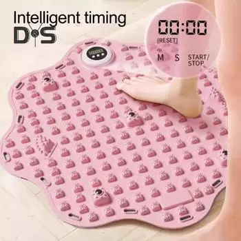 Массажный коврик для ног с таймером, снятие боли в ногах, расслабление мышц, рефлексотерапия стоп, противоскользящий портативный акупрессурный коврик, портативный хождение по камням розовый