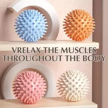 Массажный мяч для йоги, фасции, мяч для упражнений, фитнеса, расслабления мышц, массажная палочка, плечо, шея, подошва, мяч с меридианом оранжевый