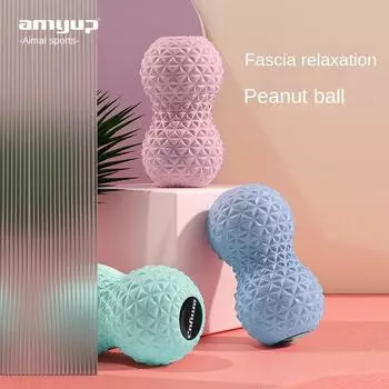 Массажный мяч с арахисовым шариком для расслабления мышц шейного отдела позвоночника, подошвенный меридиан, мяч для фитнеса и йоги розовый