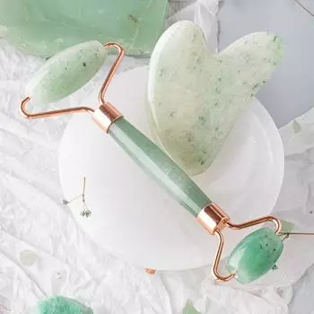 Массажный набор с авантюриновыми камнями – набор с роликами и сердцем гуаша