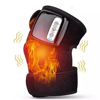 Массажный наколенник с подогревом и вибрацией, обертывание для лечения травм колена, судорог, восстанавливающего артрита, массажера для облегчения боли в мышцах, расслабления AU Plug чёрный