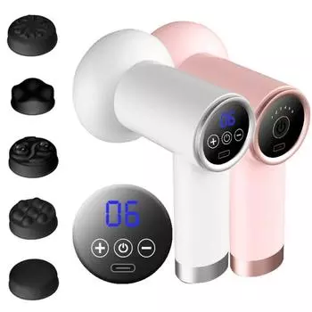 Массажный пистолет с беспроводной зарядкой, машина для отжима жира, портативная массажная палочка для шеи, талии, плеч, розовый, белый розовый