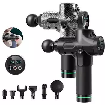 Массажный пистолет, высокочастотный глубокий массаж мышц, релаксация тела, облегчение боли, ЖК-сенсорный экран, электрический массажный пистолет для фасции