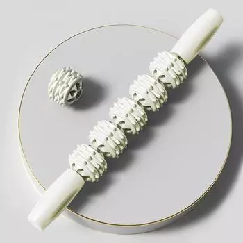 Массажный ролик для глубоких тканей, многоколесный инструмент для снятия мышечного напряжения для спины, шеи, ног, портативная фитнес-палка для восстановления, домашний тренажерный зал, массажер с текстурированной поверхностью 4 wheels белый