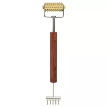 Массажный ролик для лица с медной деревянной ручкой, способствующий циркуляции крови, двойной ролик для кожи