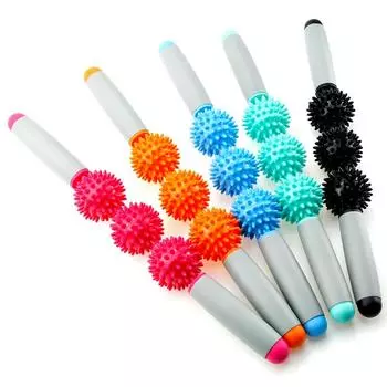 Массажный ролик для мышц, инструмент для расслабления тела, мышечные роликовые палочки с 3-точечным остроконечным шариком