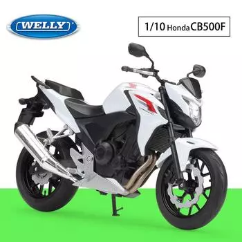 Масштаб 1/10 Welly HONDA CB500F, модель мотоцикла из сплава, литье под давлением, металлические игрушечные транспортные средства, модель мотоцикла, коллекция высокой имитации, детские подарки 1/10-20.8x11x8cm белый