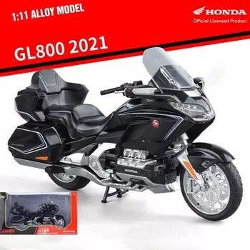Масштаб 1/11 HONDA Gold Wing GL800 2021 Alloy Street Luxy Motorcycle Diecast Leisure Touring Motorcycle Model Sound Light Kids Toys Gift чёрный