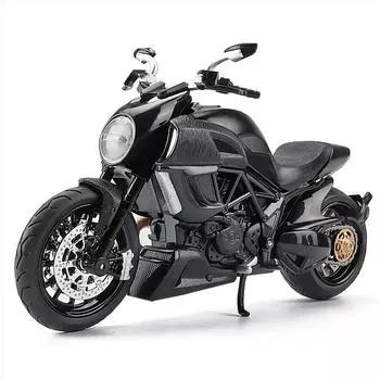 Масштаб 1/12 Ducati Diavel Carbon Red, литые под давлением автомобили, коллекционные модели мотоциклов для хобби, игрушки со звуком и светом для детей и взрослых, подарок на день рождения 1/12-18x8.5x4 cm чёрный
