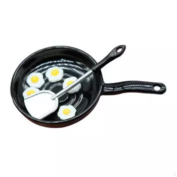 Масштаб 1/12 Набор сковороды и яиц-пашот, аксессуары для моделирования, игрушка, кукла, украшение