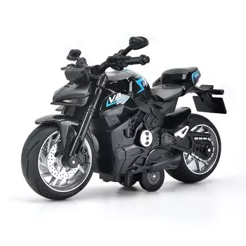 Масштаб 1/12 V4, игрушки для мотоциклов с откидным механизмом, модель мотоцикла со светом и музыкой, игрушечные мотоциклы для детей в возрасте от 3 лет, товары для рождественской вечеринки 1/12-Size:14*7*8cm чёрный