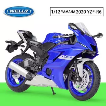 Масштаб 1/12 Welly 2020 YAMAHA YZF-R6, модель мотоцикла из сплава, литье под давлением, металлические игрушечные транспортные средства, модель мотоцикла, коллекция высокой имитации, детские подарки 1/12-17.7x9.8x6.8cm оранжевый