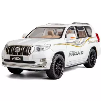 Масштаб 1/18 Toyota Prado, литая под давлением модель автомобиля, металлический сплав, коллекционные автомобили, игрушки со звуком и светом, автомобиль для детей и взрослых, подарки 1:18-Size: 27x10.5x10cm белый