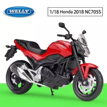 Масштаб 1/18 Welly 2018 HONDA NC705S, модель мотоцикла из сплава, литье под давлением, металлические игрушечные транспортные средства, модель мотоцикла, коллекция высокой имитации, детские подарки 1/18-: 12.5x7.1x4.5cm красный