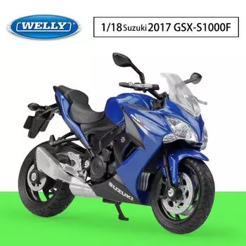 Масштаб 1/18 Welly Suzuki GSX S1000F, модель мотоцикла из сплава, литье под давлением, металлические игрушечные транспортные средства, модель мотоцикла, коллекция высокой имитации, детские подарки 1/18- 11.6x7x5.1cm синий